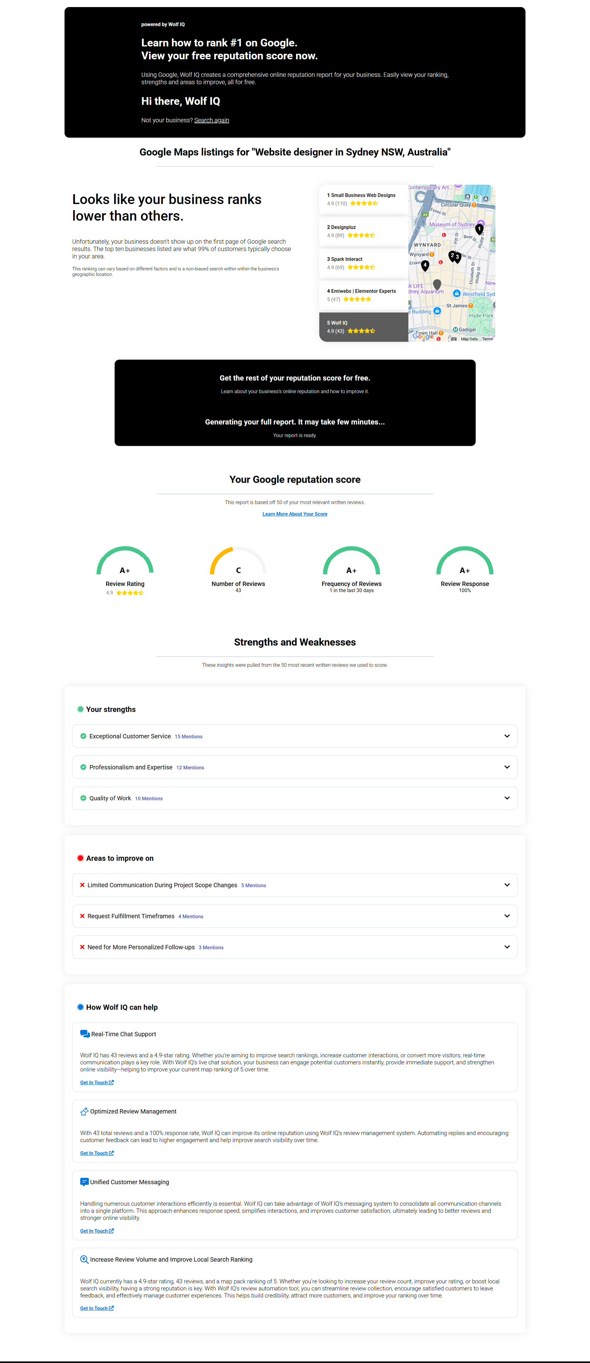 Online Business Reputation Grader Tool